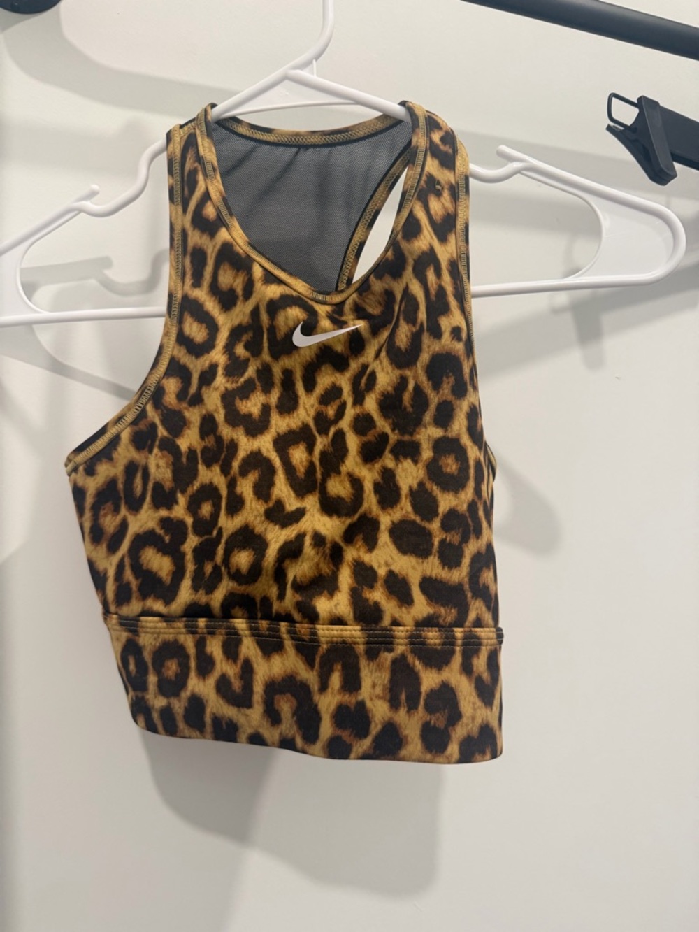 Nike Leopard-Print Racerback Sports Bra - Gold/Black